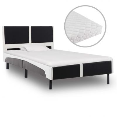 Emaga vidaxl łóżko z materacem, czarno-białe, ekoskóra, 90 x 200 cm