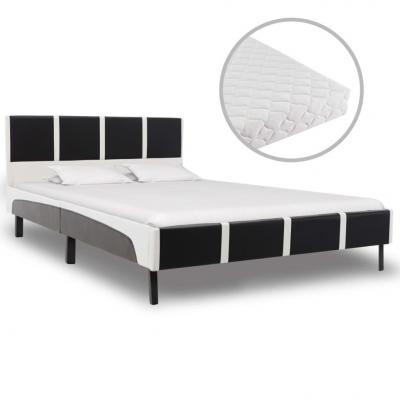 Emaga vidaxl łóżko z materacem, czarno-białe, ekoskóra, 120 x 200 cm
