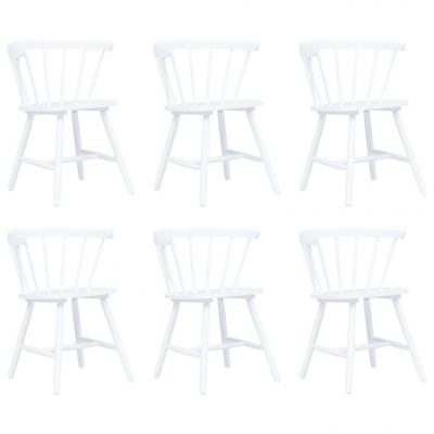 Emaga vidaxl krzesła jadalniane, 6 szt., białe, lite drewno kauczukowca