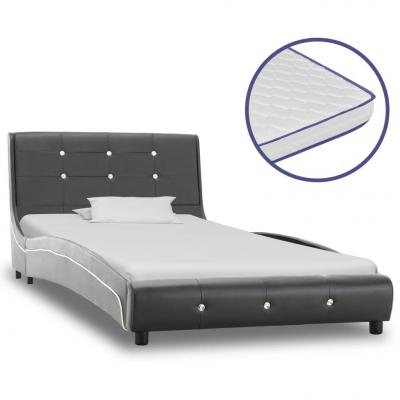 Emaga vidaxl łóżko z materacem memory, szare, sztuczna skóra, 90 x 200 cm