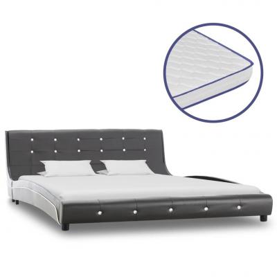 Emaga vidaxl łóżko z materacem memory, szare, sztuczna skóra, 160 x 200 cm