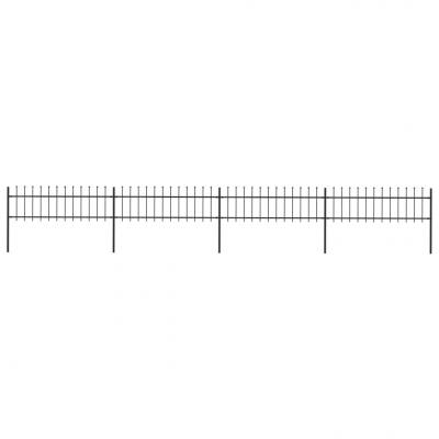 Emaga vidaxl ogrodzenie z prętów z grotami, stalowe, 6,8 x 0,6 m, czarne