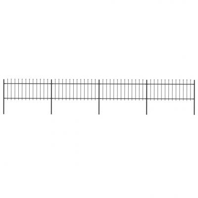 Emaga vidaxl ogrodzenie z prętów z grotami, stalowe, 6,8 x 0,8 m, czarne