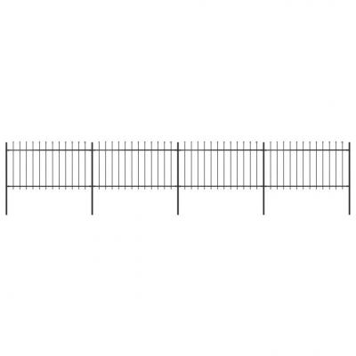 Emaga vidaxl ogrodzenie z prętów z grotami, stalowe, 6,8 x 1 m, czarne