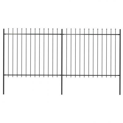 Emaga vidaxl ogrodzenie z prętów z grotami, stalowe, 3,4 x 1,5 m, czarne