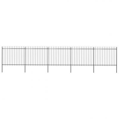 Emaga vidaxl ogrodzenie z prętów z grotami, stalowe, 8,5 x 1,5 m, czarne