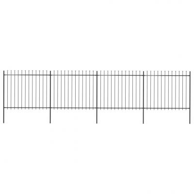 Emaga vidaxl ogrodzenie z prętów z grotami, stalowe, 6,8 x 1,5 m, czarne