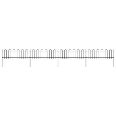 Emaga vidaxl ogrodzenie z zaokrąglonymi końcami, stalowe, 6,8x0,6 m, czarne