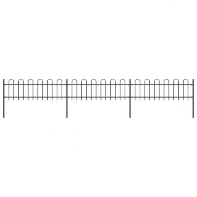 Emaga vidaxl ogrodzenie z zaokrąglonymi końcami, stalowe, 5,1x0,6 m, czarne