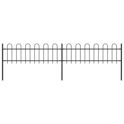 Emaga vidaxl ogrodzenie z zaokrąglonymi końcami, stalowe, 3,4x0,6 m, czarne