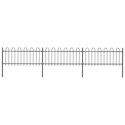 Emaga vidaxl ogrodzenie z zaokrąglonymi końcami, stalowe, 5,1x0,8 m, czarne