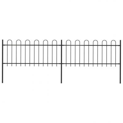 Emaga vidaxl ogrodzenie z zaokrąglonymi końcami, stalowe, 3,4x0,8 m, czarne