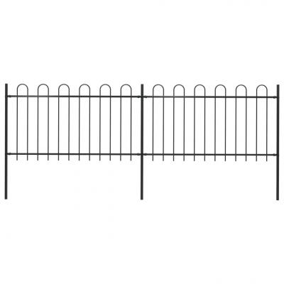 Emaga vidaxl ogrodzenie z zaokrąglonymi końcami, stalowe, 3,4 x 1 m, czarne