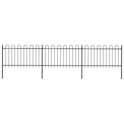Emaga vidaxl ogrodzenie z zaokrąglonymi końcami, stalowe, 5,1 x 1 m, czarne