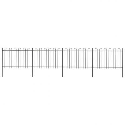 Emaga vidaxl ogrodzenie z zaokrąglonymi końcami, stalowe, 6,8x1,2 m, czarne