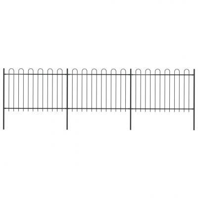 Emaga vidaxl ogrodzenie z zaokrąglonymi końcami, stalowe, 5,1x1,2 m, czarne