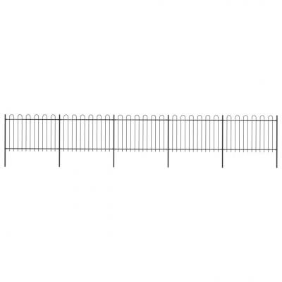 Emaga vidaxl ogrodzenie z zaokrąglonymi końcami, stalowe, 8,5x1,2 m, czarne