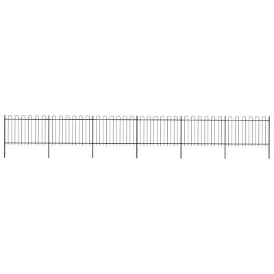 Emaga vidaxl ogrodzenie z zaokrąglonymi końcami, stalowe, 10,2x1,2 m, czarne
