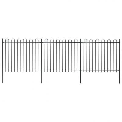 Emaga vidaxl ogrodzenie z zaokrąglonymi końcami, stalowe, 5,1x1,5 m, czarne