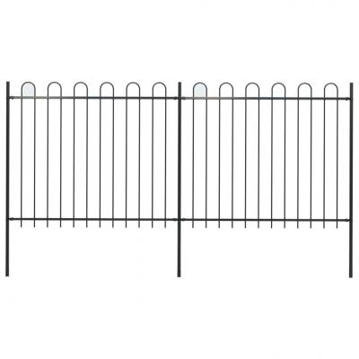 Emaga vidaxl ogrodzenie z zaokrąglonymi końcami, stalowe, 3,4x1,5 m, czarne