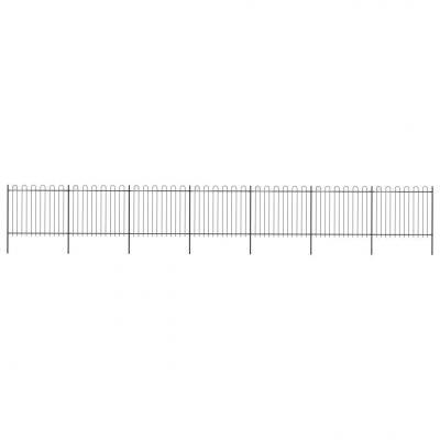 Emaga vidaxl ogrodzenie z zaokrąglonymi końcami, stalowe, 11,9x1,5 m, czarne