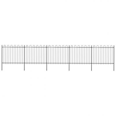 Emaga vidaxl ogrodzenie z zaokrąglonymi końcami, stalowe, 8,5x1,5 m, czarne
