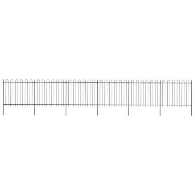 Emaga vidaxl ogrodzenie z zaokrąglonymi końcami, stalowe, 10,2x1,5 m, czarne