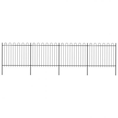 Emaga vidaxl ogrodzenie z zaokrąglonymi końcami, stalowe, 6,8x1,5 m, czarne