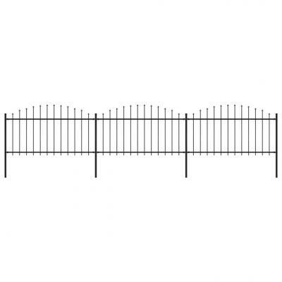 Emaga vidaxl panele ogrodzeniowe z grotami, stal, (1,25-1,5) x 5,1 m, czarne