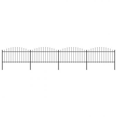 Emaga vidaxl panele ogrodzeniowe z grotami, stal, (1,25-1,5) x 6,8 m, czarne