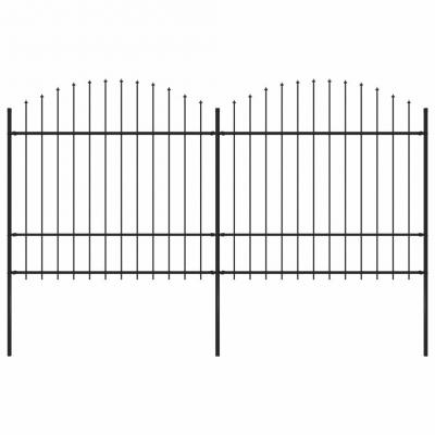 Emaga vidaxl panele ogrodzeniowe z grotami, stal, (1,5-1,75) x 3,4 m, czarne