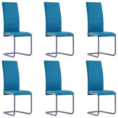 Emaga vidaxl krzesła stołowe, wspornikowe 6 szt., niebieskie, sztuczna skóra