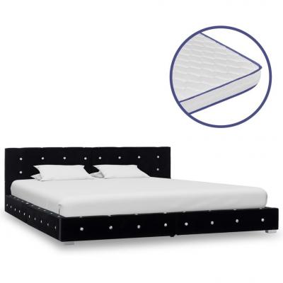Emaga vidaxl łóżko z materacem memory, czarne, aksamit, 160 x 200 cm
