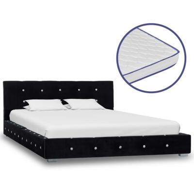 Emaga vidaxl łóżko z materacem memory, czarne, aksamit, 120 x 200 cm