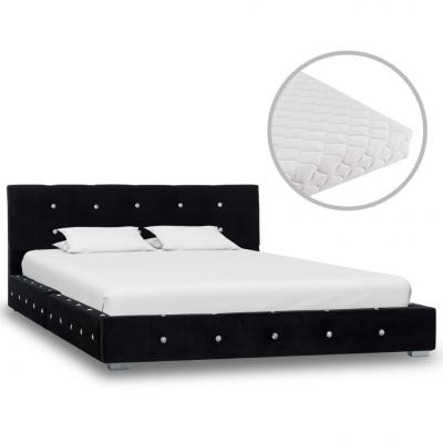 Emaga vidaxl łóżko z materacem, czarne, aksamit, 120 x 200 cm
