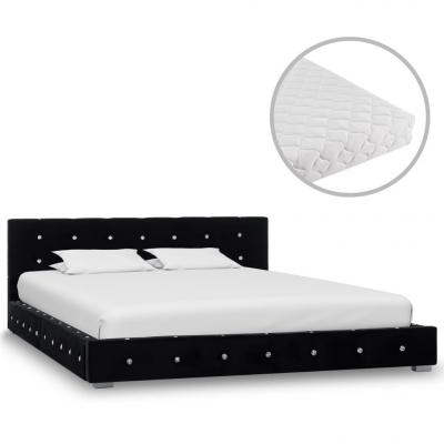Emaga vidaxl łóżko z materacem, czarne, aksamit, 140 x 200 cm