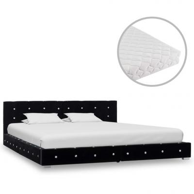 Emaga vidaxl łóżko z materacem, czarne, aksamit, 180 x 200 cm