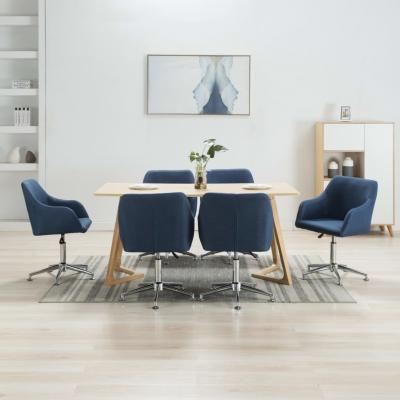 Emaga vidaxl obrotowe krzesła do jadalni, 6 szt., niebieskie, tkanina