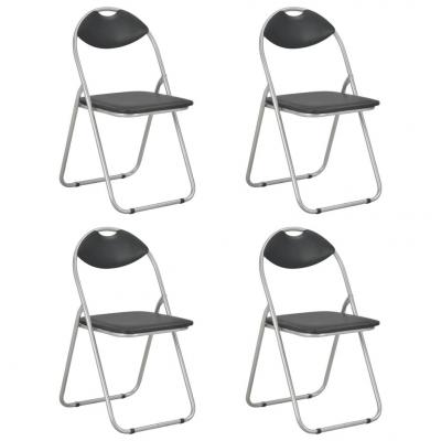 Emaga vidaxl składane krzesła jadalniane, 4 szt., czarne, sztuczna skóra