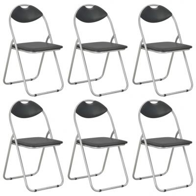 Emaga vidaxl składane krzesła jadalniane, 6 szt., czarne, sztuczna skóra