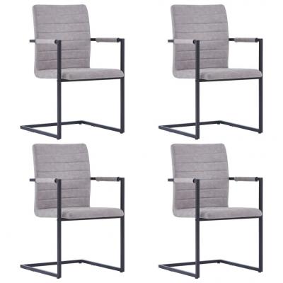 Emaga vidaxl krzesła stołowe 4 szt., wspornikowe, jasnoszare, sztuczna skóra