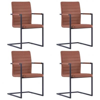 Emaga vidaxl krzesła stołowe, 4 szt., wspornikowe, brązowe, sztuczna skóra