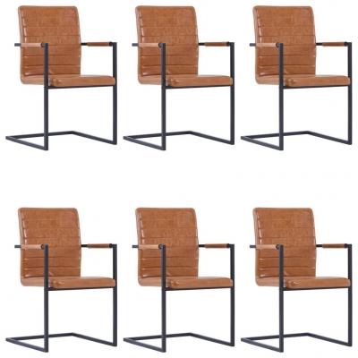 Emaga vidaxl krzesła stołowe, 6 szt., wspornikowe, kolor koniaku, ekoskóra