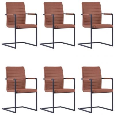 Emaga vidaxl krzesła stołowe, 6 szt., wspornikowe, brązowe, sztuczna skóra