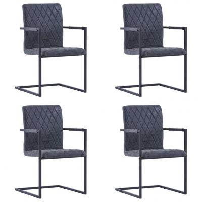 Emaga vidaxl krzesła stołowe, 4 szt., wspornikowe, czarne, ekoskóra