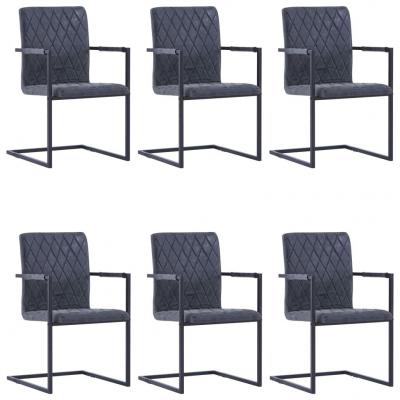 Emaga vidaxl krzesła stołowe, 6 szt., wspornikowe, czarne, ekoskóra