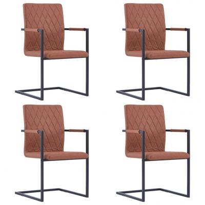 Emaga vidaxl krzesła stołowe, 4 szt., wspornikowe, brązowe, ekoskóra