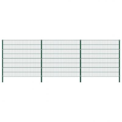 Emaga vidaxl panel ogrodzeniowy ze słupkami, żelazny, 5,1 x 1,6 m, zielony