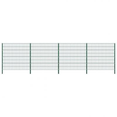 Emaga vidaxl panel ogrodzeniowy ze słupkami, żelazny, 6,8 x 1,6 m, zielony