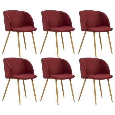 Emaga vidaxl krzesła do jadalni, 6 szt., czerwone wino, tapicerowane tkaniną